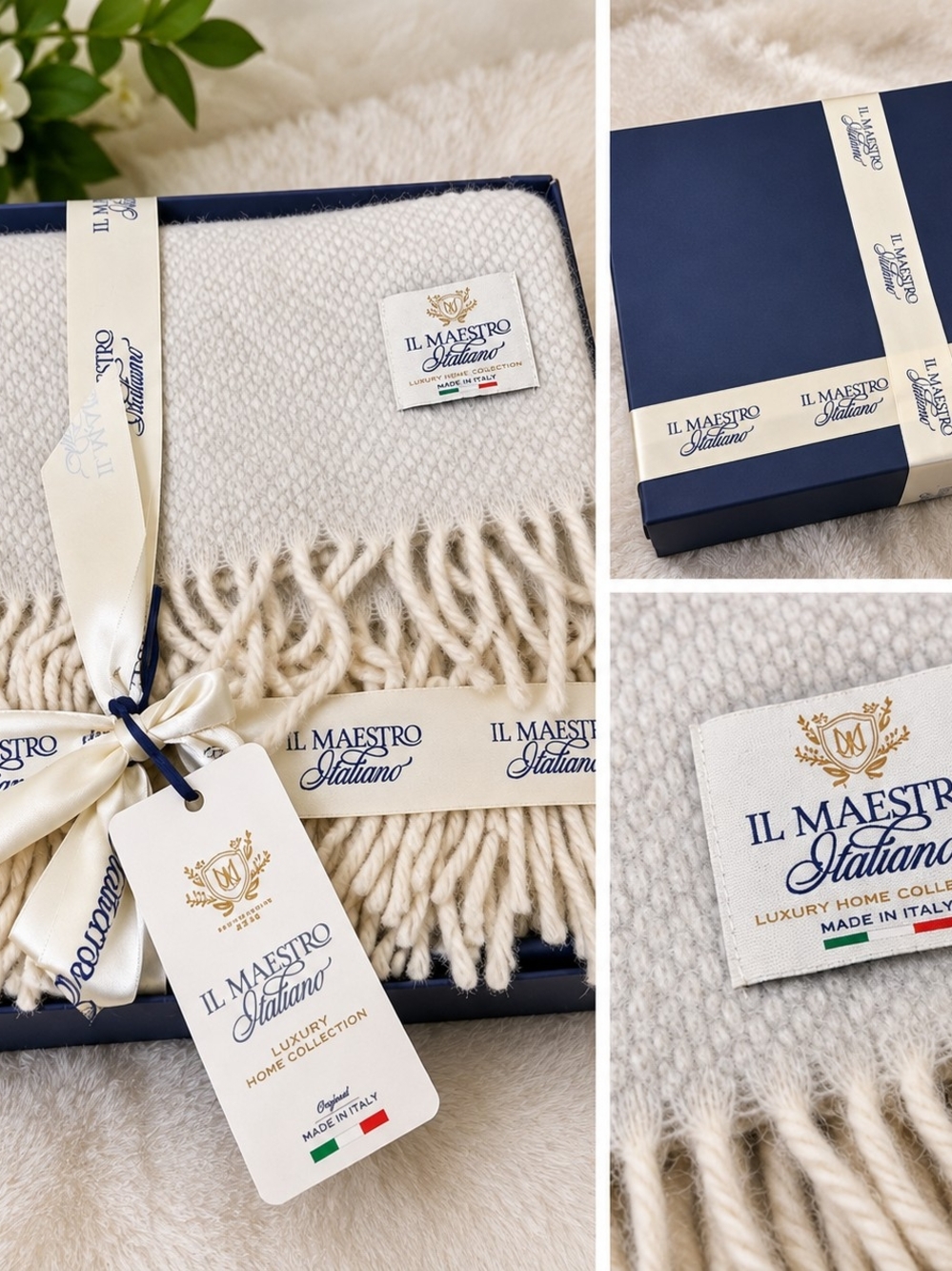 Il Maestro Italiano Luxury Wool Cashmere Throw Blanket Made In Italy